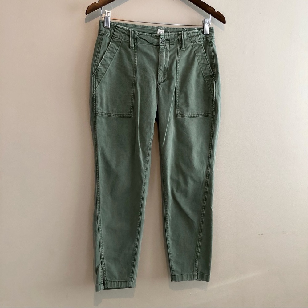 Gap Girlfriend Crop Ankle Fit Cargo High Rise Waist Denim Pants Green